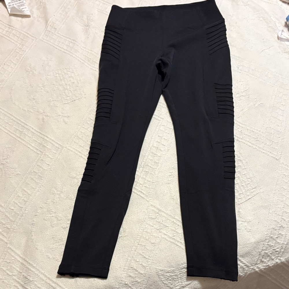 Athleta Black Delancey Moto Tight Leggings